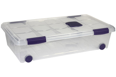 Cofan - Caja de ordenación con ruedas Ricordi | Polipropileno transparente | Tapa a presión